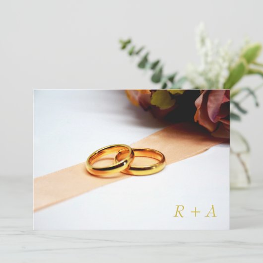 De trouwuitnodiging - Ring en Roos Kaart (Staand voorkant)