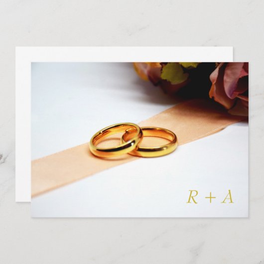 De trouwuitnodiging - Ring en Roos Kaart (Voorkant / Achterkant)