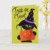 De truc r behandelt het Wenskaart van Halloween Kaart (Gele Bloem)