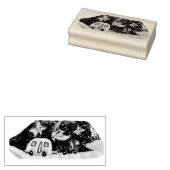 De truck, de trailer en de slaperige 😴 Moon 🌙 Rubberstempel (Gestempeld)