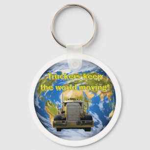De truckers houden de wereld in beweging sleutelhanger