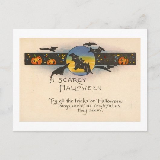 De trucs van Halloween Vintage Briefkaart (Voorkant)