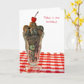 de truffelijscoupe van de verjaardagschocolade kaart (Gele Bloem)