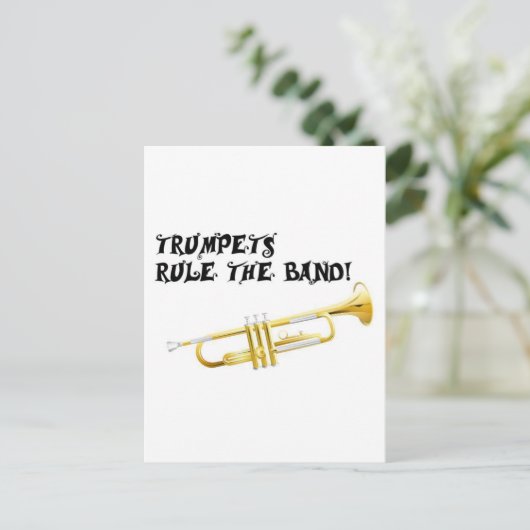 De trumpets regelen de band! briefkaart (Staand voorkant)