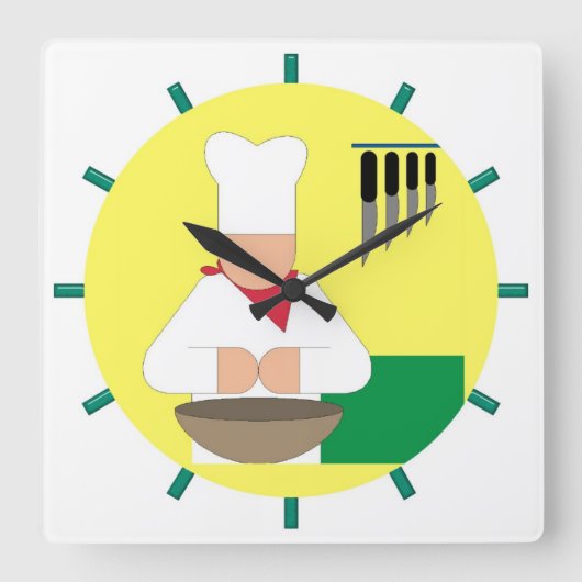 De Tsjetsjeense keukenklok - Square Vierkante Klok (Voorkant)