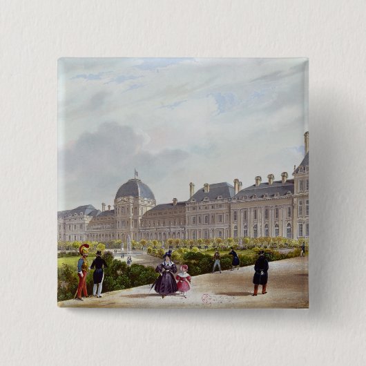 De Tuileries tijdens het herstel Vierkante Button 5,1 Cm (Voorkant)