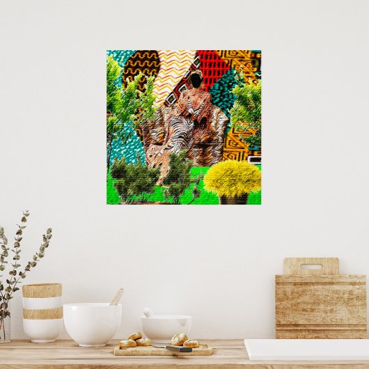 De tuin binnen: Afrocentrisch silhouet Poster (Keuken)
