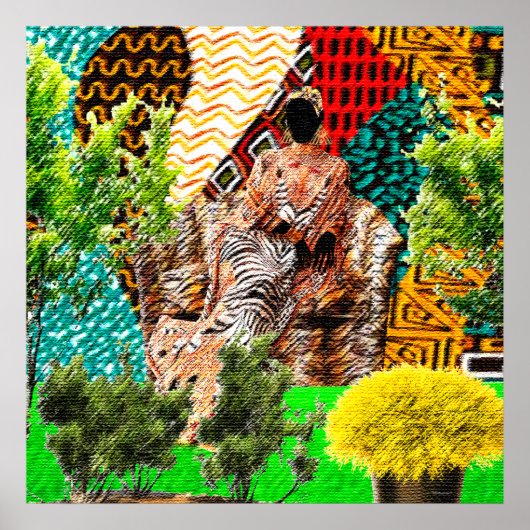 De tuin binnen: Afrocentrisch silhouet Poster (Voorkant)