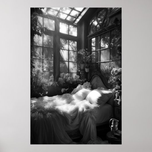 De tuin boudoir B&W foto Poster (Voorkant)