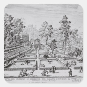 De tuin en het paviljoen van paus Pius IV ( Vierkante Sticker