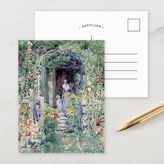 De tuin in zijn glorie | Childe Hassam Briefkaart