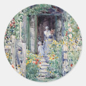 De tuin in zijn glorie | Childe Hassam Ronde Sticker (Voorkant)