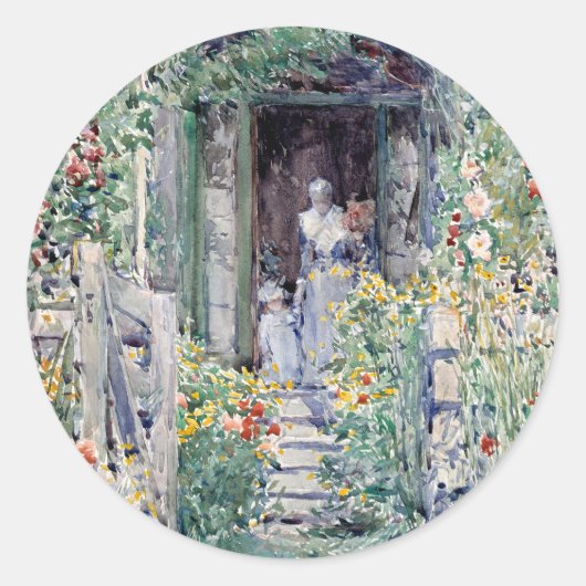 De tuin in zijn glorie | Childe Hassam Ronde Sticker (Voorkant)