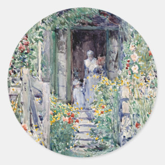 De tuin in zijn glorie | Childe Hassam Ronde Sticker