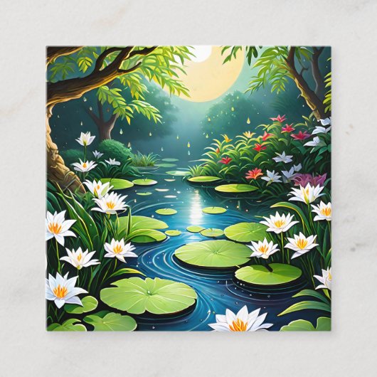 De tuin is een rustige plek, perfect voor contempl vierkante visitekaartje (Voorkant)