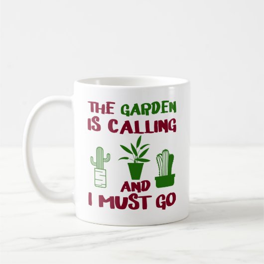 De tuin roept koffiemok (Links)