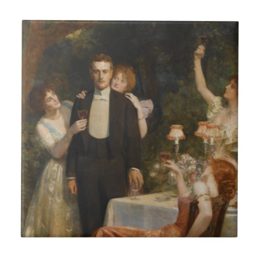 De tuin van Armida (door John Collier) Tegeltje (Voorkant)