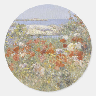 De tuin van Celia Thaxter door Frederick Childe Ha Ronde Sticker