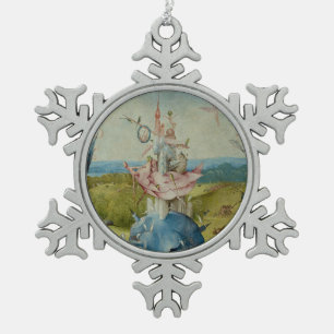 De tuin van de aardse gewichten tin sneeuwvlok ornament