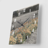 De Tuin van de bloem in Zwart Wit Vierkante Klok (Hoek)