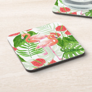 De tuin van de flamingo bier onderzetter