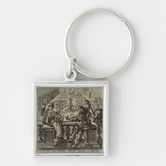 De tuin van de Franse nobility, c.1640 (engravi) Sleutelhanger (Voorkant)