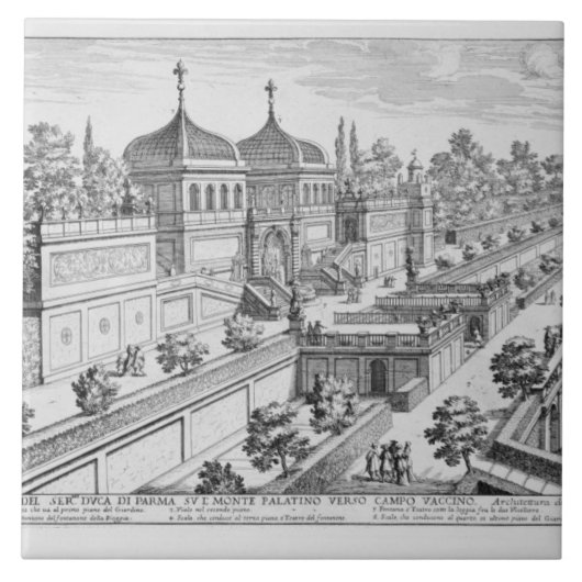De tuin van de hertog Parma op de Palatine Hill, Tegeltje (Voorkant)