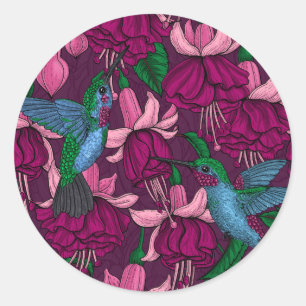 De tuin van de kolibrie ronde sticker