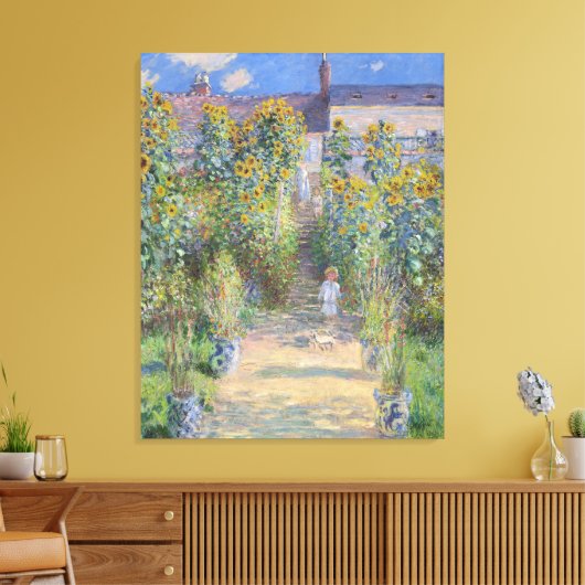 De tuin van de kunstenaar in Vétheuil, Monet Canvas Afdruk (Insitu (Woonkamer))