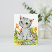 De Tuin van de papaver - het Leuke Art. van de Kat Briefkaart (Staand voorkant)