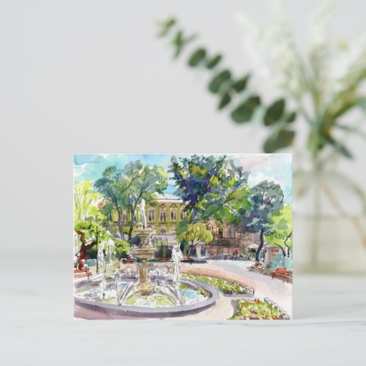 De tuin van de stad Odessa. Waterverf stadschetsku Briefkaart (Staand voorkant)