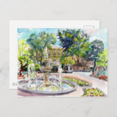De tuin van de stad Odessa. Waterverf stadschetsku Briefkaart (Voorkant / Achterkant)