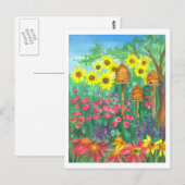 De Tuin van de Waterverf van de Zonnebloemen van Briefkaart (Voorkant / Achterkant)