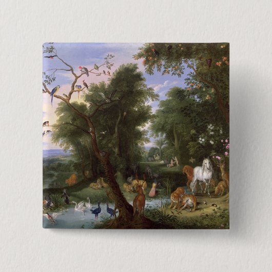 De tuin van Eden, 1659 Vierkante Button 5,1 Cm (Voorkant)
