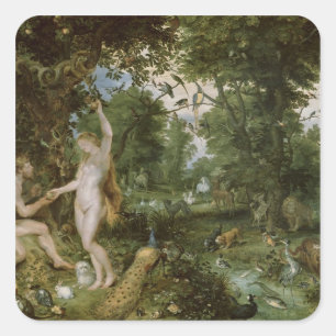 De tuin van Eden met Herfst van Man, c.1615 Vierkante Sticker