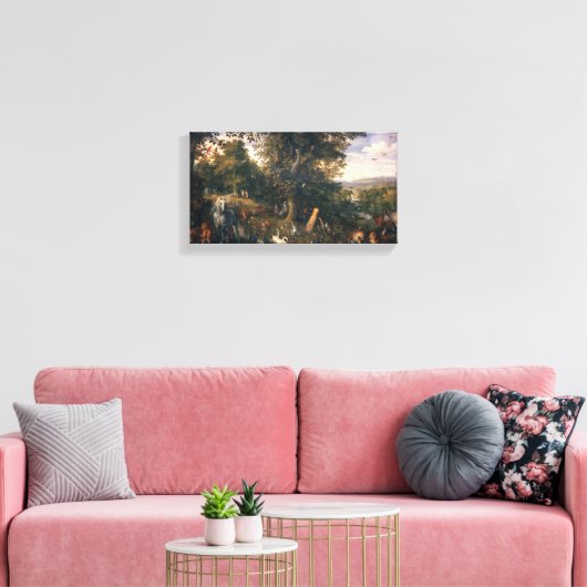 De tuin van Eden met Herfst van Man Canvas Afdruk (Insitu (Woonkamer))