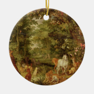 de tuin van Eden; op de achtergrond De Temptati Keramisch Ornament