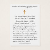 De tuin van Gethsemane, begrafenisgebed Kaart (Achterkant)