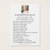 De tuin van Gethsemane, begrafenisgebed Kaart (Achterkant)