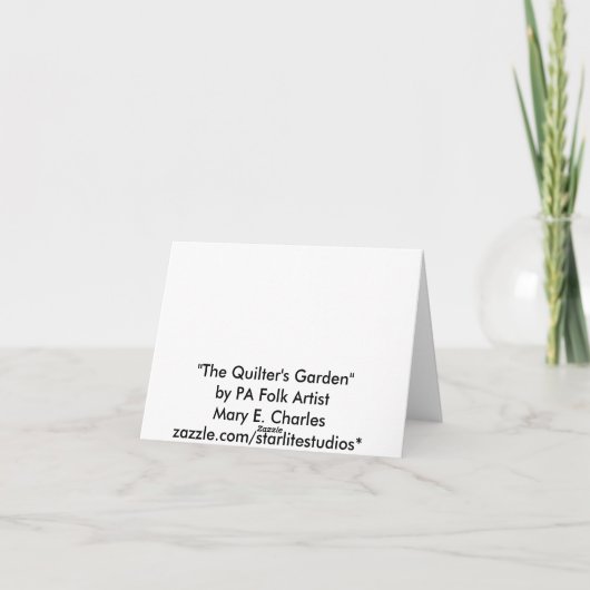 De tuin van Quilter Bedankkaart (Achterkant)