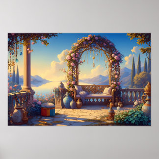 De tuin van zacht licht poster