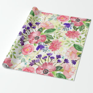 De tuinbloemen van de waterverf cadeaupapier