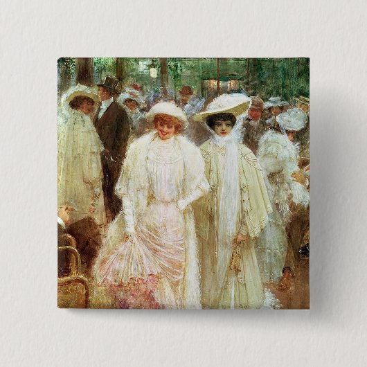 De tuinen van Parijs Vierkante Button 5,1 Cm (Voorkant)