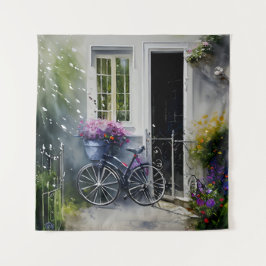 De tuinfiets wandkleed