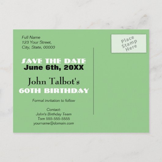 De tuinman 60ste verjaardagsfeest Save the Date Aankondigingskaart (Achterkant)