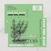 De tuinman 70ste verjaardagsfeest Save the Date Aankondigingskaart (Voorkant / Achterkant)
