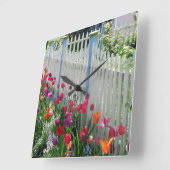 de tulpen tuinieren de witte vierkante klok van de (Hoek)