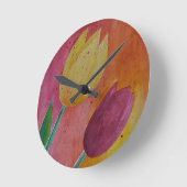 De tulpenontwerp van de waterverf ronde klok (Hoek)