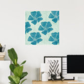 De turkooise Druk van de Bloem Poster (Thuiskantoor)