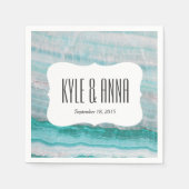 De turkooise Druk van de Golf van het Graniet Servetten (Voorkant)